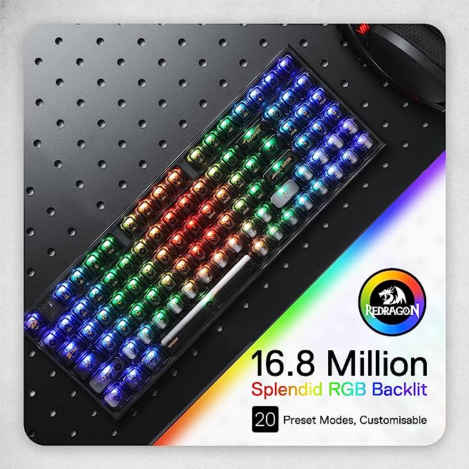 Redragon K658 Irelia Pro 90% 3-Mode Wireless RGB Gaming Keyboard, 94 Keys Full-Transparent Mechanical Keyboard w/Hot-Swap Socket, Sound Absorbing Foams, Full Numpad & Custom Switch Redragon K658 Irelia Pro 90% 3-Mode Wireless RGB Gaming Keyboard, 94 Keys Full-Transparent Mechanical Keyboard w/Hot-Swap Socket, Sound Absorbing Foams, Full Numpad & Custom Switch